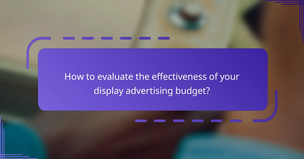 How to evaluate the effectiveness of your display advertising budget?