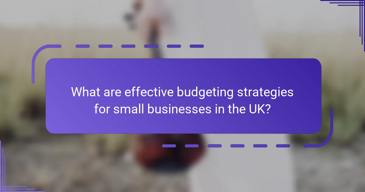 What are effective budgeting strategies for small businesses in the UK?