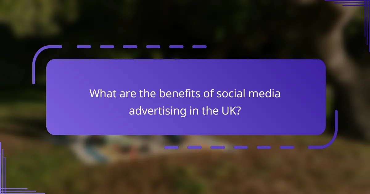 What are the benefits of social media advertising in the UK?